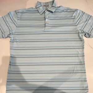 Peter Millar Light Blue Striped Polo Shirt